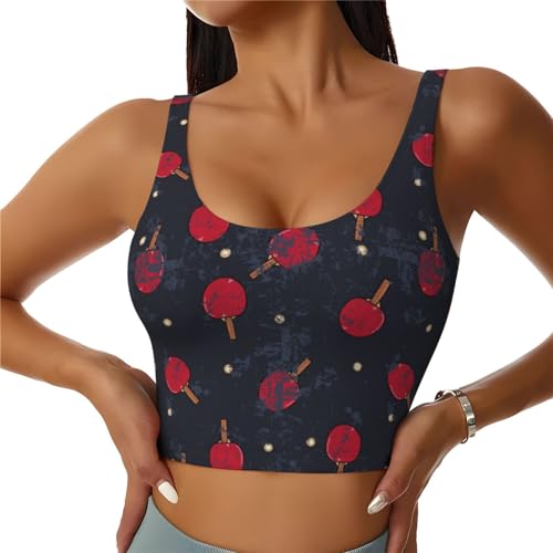 Opiniones de Ropa de Ping pong para Mujer para comprar hoy. 42 Mosytuky - Camiseta sin mangas con estampado de ping pong para mujer, ropa interior de yoga y ejercicio, Negro, X-Large