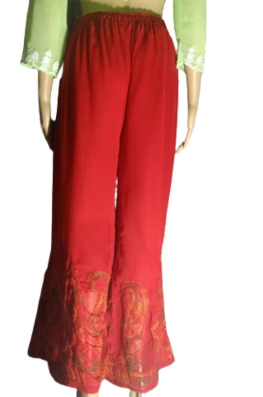 Image of Rani Arts Plazoo Pant Sarara Lucknow Chikankari Multi-Colour Embroidery with Resham Thread Georgette Plazzo for Women & Girls