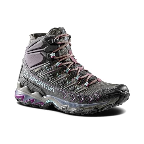 La Sportiva Womens Ultra Raptor II Mid GTX Hiking Boot, Carbon/Iceberg, 6.5