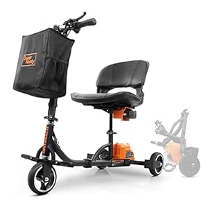 SuperHandy Passport Mobility Scooter for Adults- Foldable, 3 Wheel, Airline Travel Friendly – 13 Mile Range, Includes 2 Removable 44.4V Lithium-ion Batteries & Charger (275 Lbs)