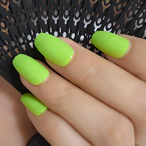 Coolnail Fashion Solid Color Apple Green Color Ballerina Coffin Uv False Nails Flat Hand Finger Fake Nails Press On Summer Wear Nail Art #TOP4