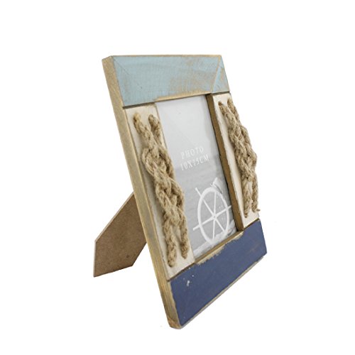 Zhenzan Frames 4X6 Inches Nautical Wood Family Picture Frame With Jute Rope Decoration (Blue C) #TOP1