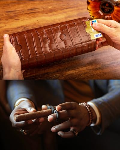 Image of MR.OKAY 3 Watch Travel Case- Classic Leather Watch Case With Superb Texture.(Portable Watch Roll Or Organizer For Storage And Display).Festival Gift For Men, All Handcrafted By Artisans.