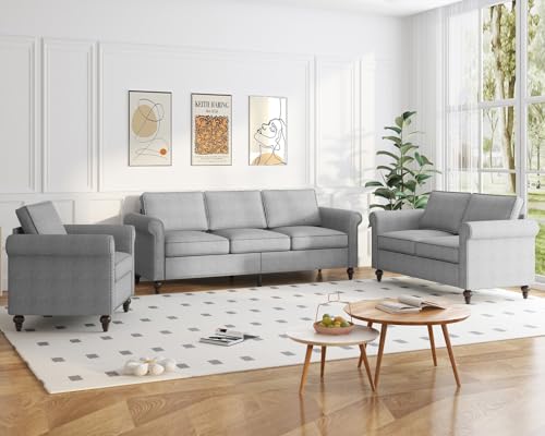 Mjkone 3 Pieces Living Room Sofa Set, Modern Sectional Sofa