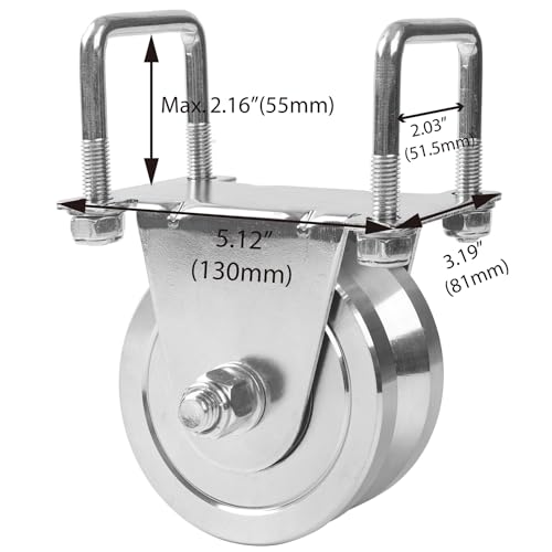 Gudwells GW013 Heavy Duty 4 Inch Slide Gate V-Groove Wheel Dual Bearing Bolted External Mount Bracket Cradle Solid Steel thumb #3