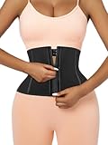 Atbuty Short Torso Waist Trainer for Women Latex Waist Cincher Corset Zip & Hook Underbust Sport Girdle Hourglass Body Shaper