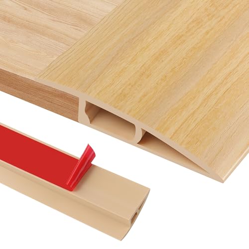 1メートル 自己粘着性のカーペットエッジトリム、PVC製の見切り材は、高さ12?15ミリメートルのカーペット、床、タイル、敷居およびエッジに適しています(A5015,オリジナル木目)