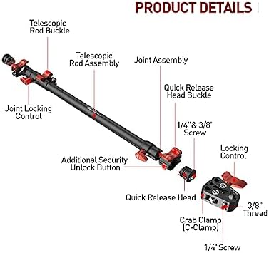 IFOOTAGE Slider Support Arm with Super C Clamp,32inch Large Magic Arm