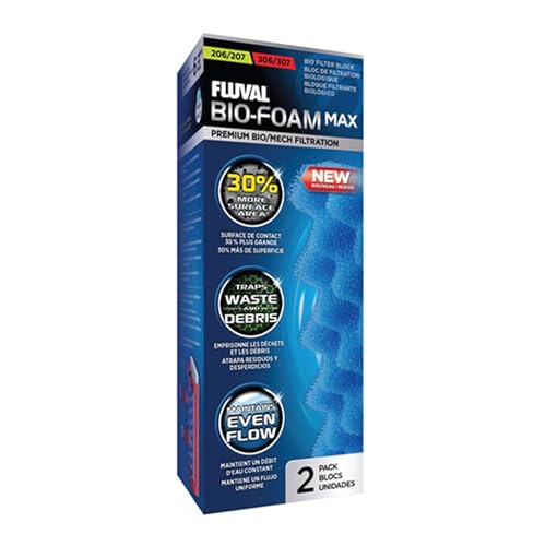 Fluval Bio-Foam MAX Schaumstofffilter, mit vergrößerter Oberfläche für den Fluval 207 und 307 Außenfilter, 2er Pack