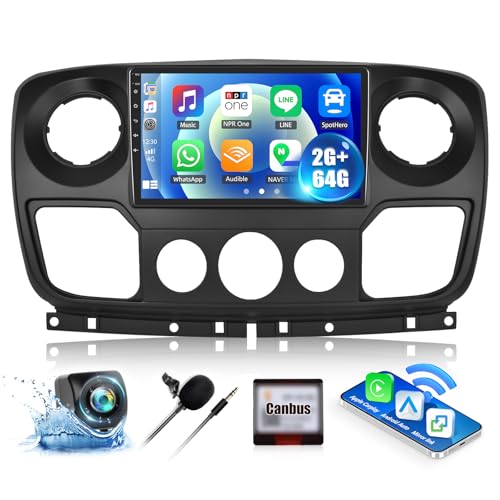 CAMECHO 2G+64G Android 13 Car Stereo for Renault Master/OPEL Vauxhall Movano/Nissan NV400 (2010-2019) with Wireless CarPlay Android Auto 10 Touch Screen Bluetooth Car Radio GPS WiFi FM Reverse Camera