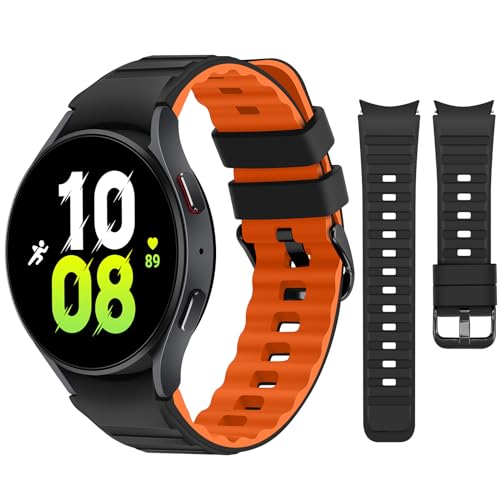 Tasikar Compatible con Correa Samsung Galaxy Watch 7/6/5/4 40mm 44mm/Galaxy Watch 6 Classic 43mm 47mm/5 Pro/4 Classic Correas Deportiva Silicona para Mujeres Hombres, Bk Oe