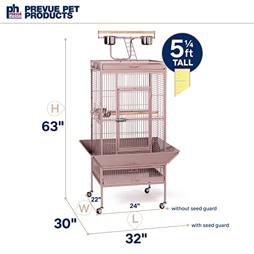 Image of Prevue Pet Products Playtop Bird Cage - Medium Cage with Wheels for Parrots, Conures, Cockatiels, & Similarly Sized Birds, with Rolling Stand and Seed Guard - Blush Finish