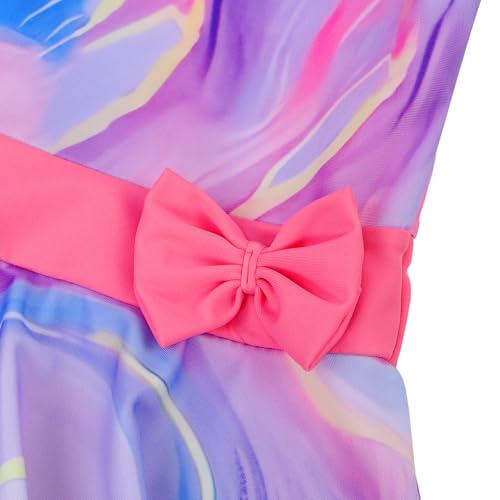 Image of Girls Swimsuit One Piece UPF 50+ Floral Skirted Bathing Suit Modest Beach Swim Dress 3-11 Years