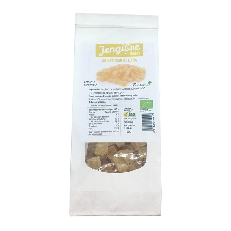 Dream Foods Jengibre En Dados Con Azucar De Caña 150g