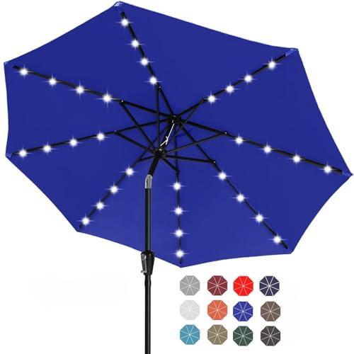 Image of ABCCANOPY Solar Led Patio Umbrellas with 32LED Lights 11FT (Blue)