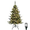 4 ft Prelit Christmas Tree with Cypress Leaf 150 LED Lights, 318 Branch Tips & Metal Stand Slim Pencil Christmas Decoration Tree for Indoor and Outdoor Narrow Space
