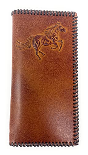 Premium Genuine Leather Cowboy Print Horse Wallet in 3 Colors (Tan)
