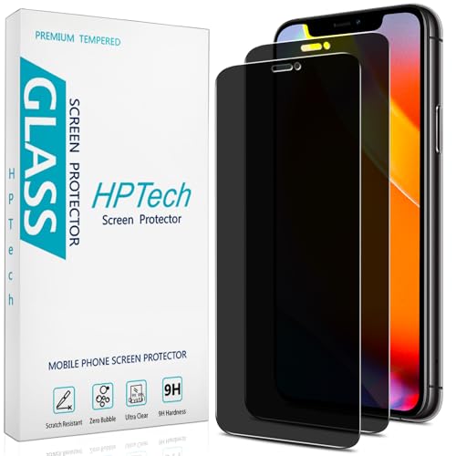 HPTech (2 Pack) Privacy Screen Protector Designed for iPhone 11 Pro Max XS Max 6.5-inch Anti-Spy Tempered Glass Anti Scratch Bubble Free