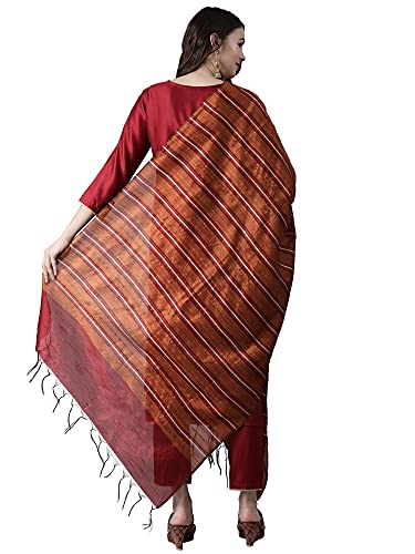 Image of INDO ERA Women's Solid Viscose Straight Kurta Palazzo With Dupatta Set(KD9RD2126)