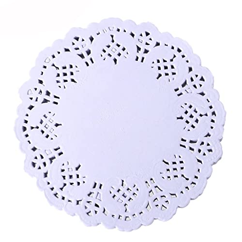 100 pièces de Papier Dentelle Blanche napperon Papier d'emballage de gâteau Nappe 11cm 4.33 Pouces Portable et utileTraitement Durable