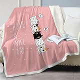 SOULZZZ Cute Cat Pattern Throw Blanket Super Soft Sherpa Fleece Blanket Animal Print Fluffy Plush Li