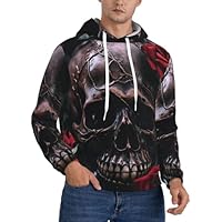 Skull And Red Rose1 - Sudadera de forro polar con capucha para