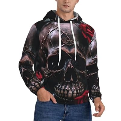 Skull And Red Rose1 - Sudadera de forro polar con capucha para hombre, ligera, casual, con cordón, bolsillo, unisex, para adultos, Negro -, X-Large | Ya disponible en tu tienda friki favorita! En mundofriki.es! Skull And Red Rose1 - Sudadera de forro polar con capucha para hombre, ligera, casual, con cordón, bolsillo, unisex, para adultos, Negro -, X-Large | Ya disponible en tu tienda friki favorita! En mundofriki.es!