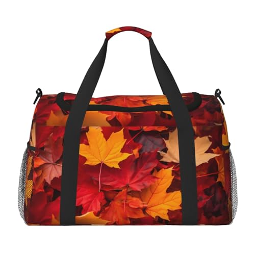 Autumn Fall Leaves Maple Travel Weekender Overnight Bags Foldable Hand Travel Bag Sport Gym Duffel Bag For Men Women