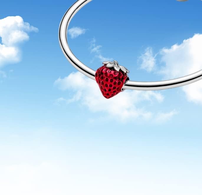 Fresa sin semillas Charm 925 Sterling Silver Openwork Bead for Charm Bracelets and Necklaces, Birthday Mothers Day Jewelry Gifts Women - Image 3