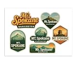 Mt. Spokane Washington Sticker Sheet - 6 Vintage Style Travel Decals with Mountain Views and Fire Tower Designs
