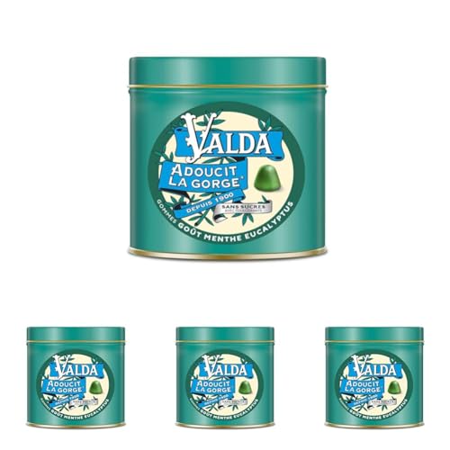 Valda Gommes Sans Sucres - Goût Menthe Eucalyptus - Adoucit La Gorge * - 140 G (Lot de 4)