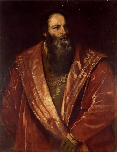 Impression Toile Tiziano Vecelli Portrait de Pietro Aretino Poster Finition Anti-Reflet