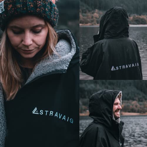 Wasserdichter Wickelmantel für Erwachsene – superweicher Fleece, winddicht, übergroß, zum Schwimmen und Wassersport, mit Kompressionsriemen