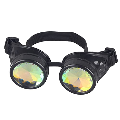Image of 3-5 Days Delivery Kaleidoscope Rave Rainbow Crystal Lenses Steampunk Goggles