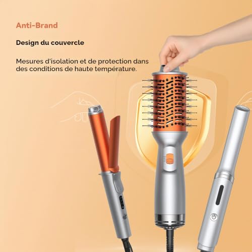 StyleFi Kit Coiffure 3 en 1, Brosse Soufflante et Lisseur, Orange – vue 7