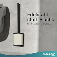 Engelbach® WC Bürste Silikon mit Edelstahl Griff & Halter, Flach, Sand – Ansicht 2
