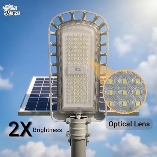Image of Epyz 200W Semi-Integrated Solar Street Light, Cold White | Aluminium Body, Remote and Dusk to Dawn, 80 LED, 27000mAh, Pack of 1