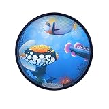 Ocean Drum Hand Percussion Wood Musical Instrument,Wave Bead Sea Sound Drum with Fish Pattern Colorful (8in)
