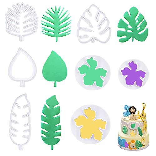 Emporte Pièce 7pcs, Emporte Pièces Feuille Tropicales, Moules Pâtisserie en Plastique, Emporte Pièces en Plastique, Moule à Biscuit Feuille pour Décoration de Gâteau Pâte à Sucre Biscuit