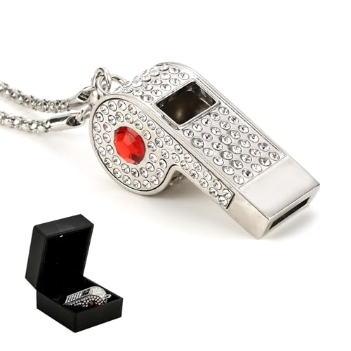 Silbato de Metal con Cadena y Rhinestone para Deportes miniatura 1