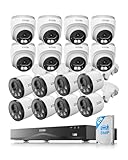 ZOSI 4K PoE Überwachungskamera Set Aussen, 16CH 4TB NVR mit 12X 8MP IP Bullet/Dome Kameras, KI Personen-/Fahrzeugerkennung, 2-Wege-Audio, IR Nachtsicht