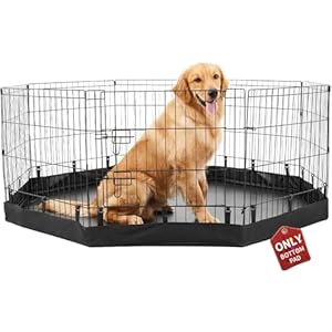 PJYuCien Dog Playpen Bottom Pad, Fits 24 Inch 8 Panels Regular Octagon Metal Exercise Pet Pen, Elastic Buckles Connections, Black (Note: Fence Not Included)