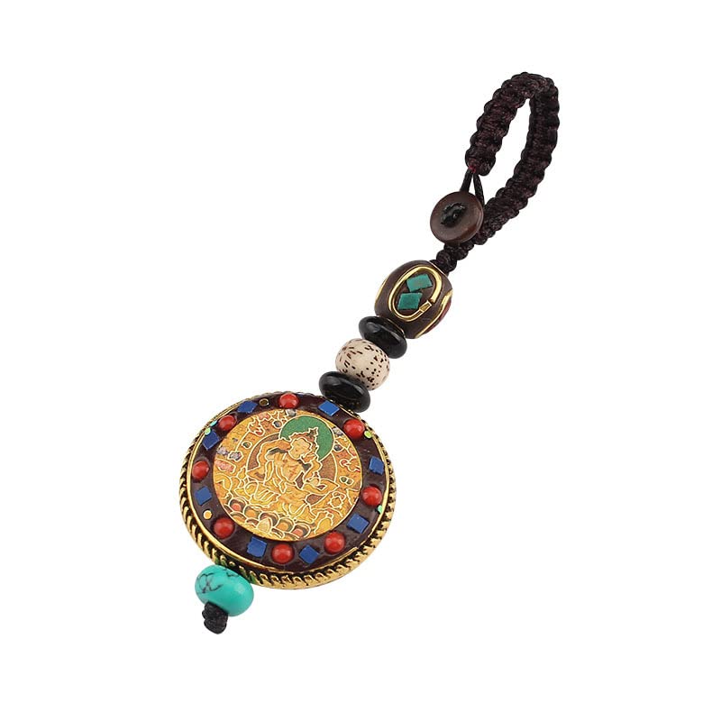 1 porte-clés avec pendentif bouddha tibétain - Pour femme - Bijou ethnique du Népal, Medium, Autres pierres précieuses