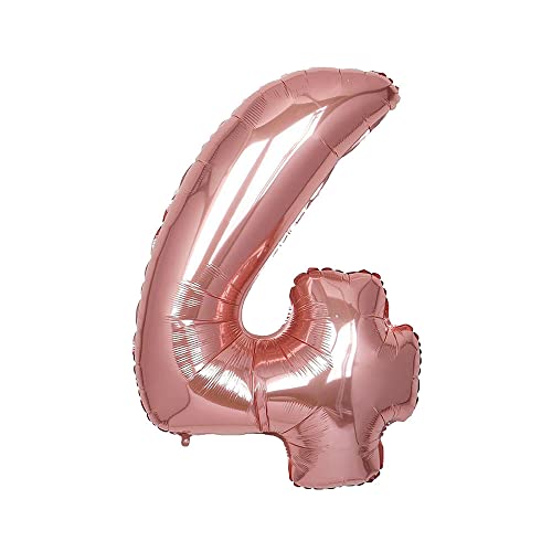 Image of Rosegold 32 Inches 4 Numbers Shape Large Big Foil Helium Balloons For Party Decorations In Happy Birthday Anniversary Office Items Materials Set Pack, 1 Piece