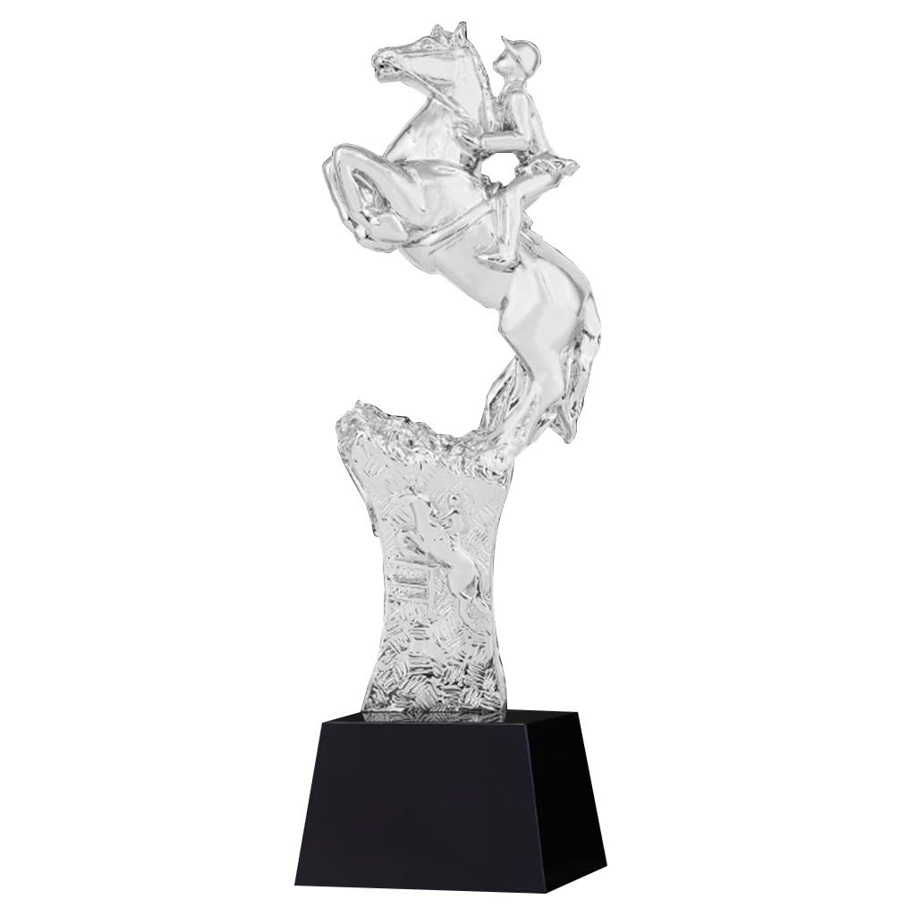 Trofeos, medallas y premios Trofeo De Competición Deportiva De Carreras De Caballos Trofeo Creativo De Resina Dorada. Trofeo De Recuerdo Ganador del Club Ecuestre Trofeo Grabado (Color : Silver, S :