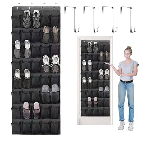 Crmanedy Door Shoe Organizer With 40 Large Clear Mesh Pockets cover
