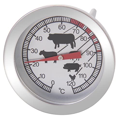 wenco premium Analoges Bratenthermometer, 11 cm, Ideal zur Kontrolle des Fleisches beim Garen im Ofen, Glas/Rostfreier Edelstahl, Silber