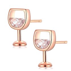 Crystal & 18k Rose Gold-Plated Wine Glass Stud Earrings