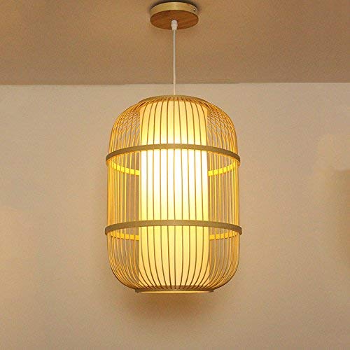 Lustre en rotin tressé 30x40cm suspension plafonnier pour salon et restaurant
