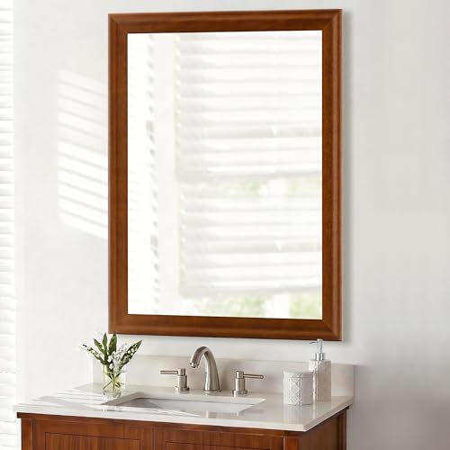 Tanmicoshomy Wood Bathroom Mirror 24 x 36 Inch, S Natural